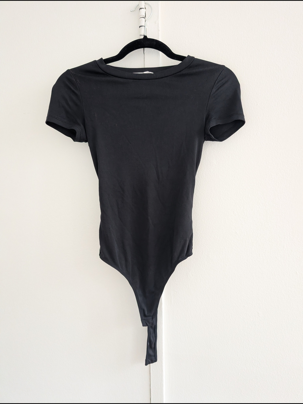 Elodie Black Short-Sleeve Crew Neck Bodysuit